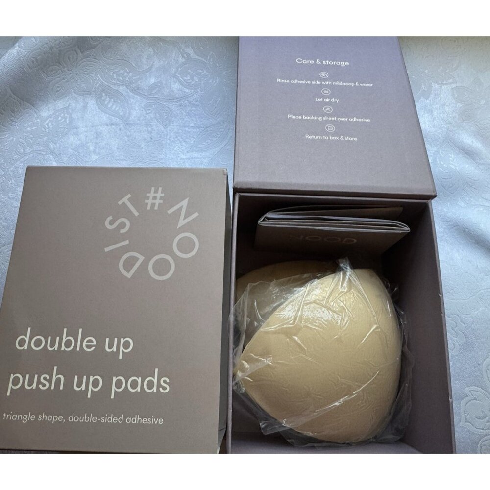 Nood Noodist Women's Double Up Push-Up Pads Bra Cup Size D Soft Tan NEW in Box